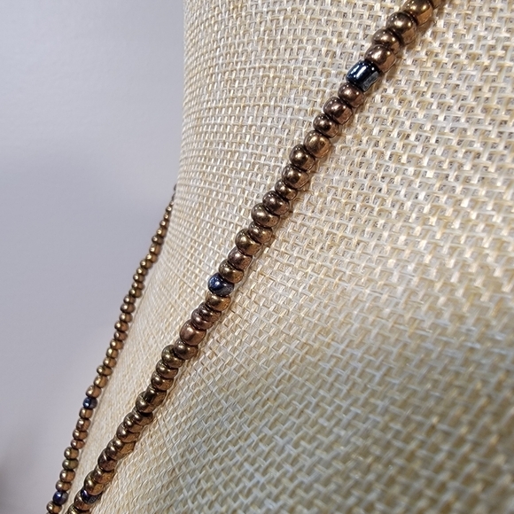 Beaded Necklace with Metal Pendant - Picture 9 of 17